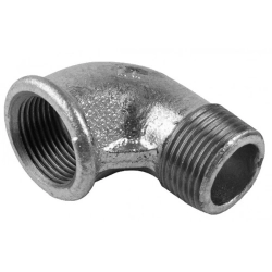 Колено чугунное оцинкованное Ду 15, резьба внутренняя-наружная